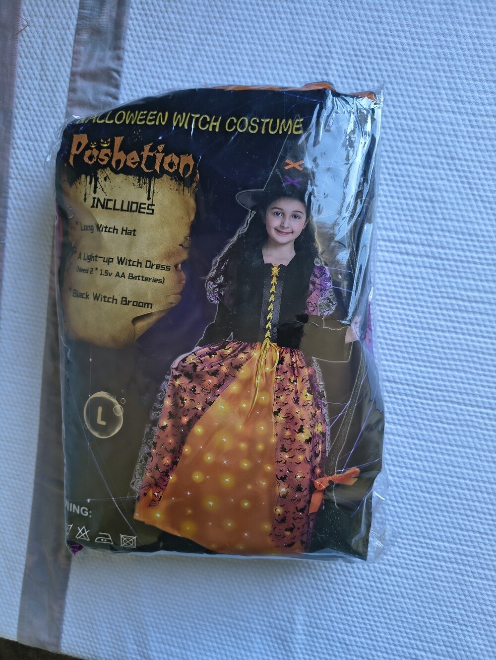 Poshetion Light-Up Halloween Witch Costume Girls Size Large 10-12 .